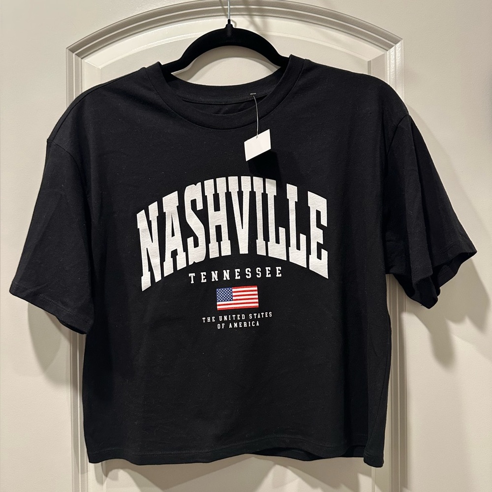 NWT Black Nashville American Flag Graphic Tee Size Small